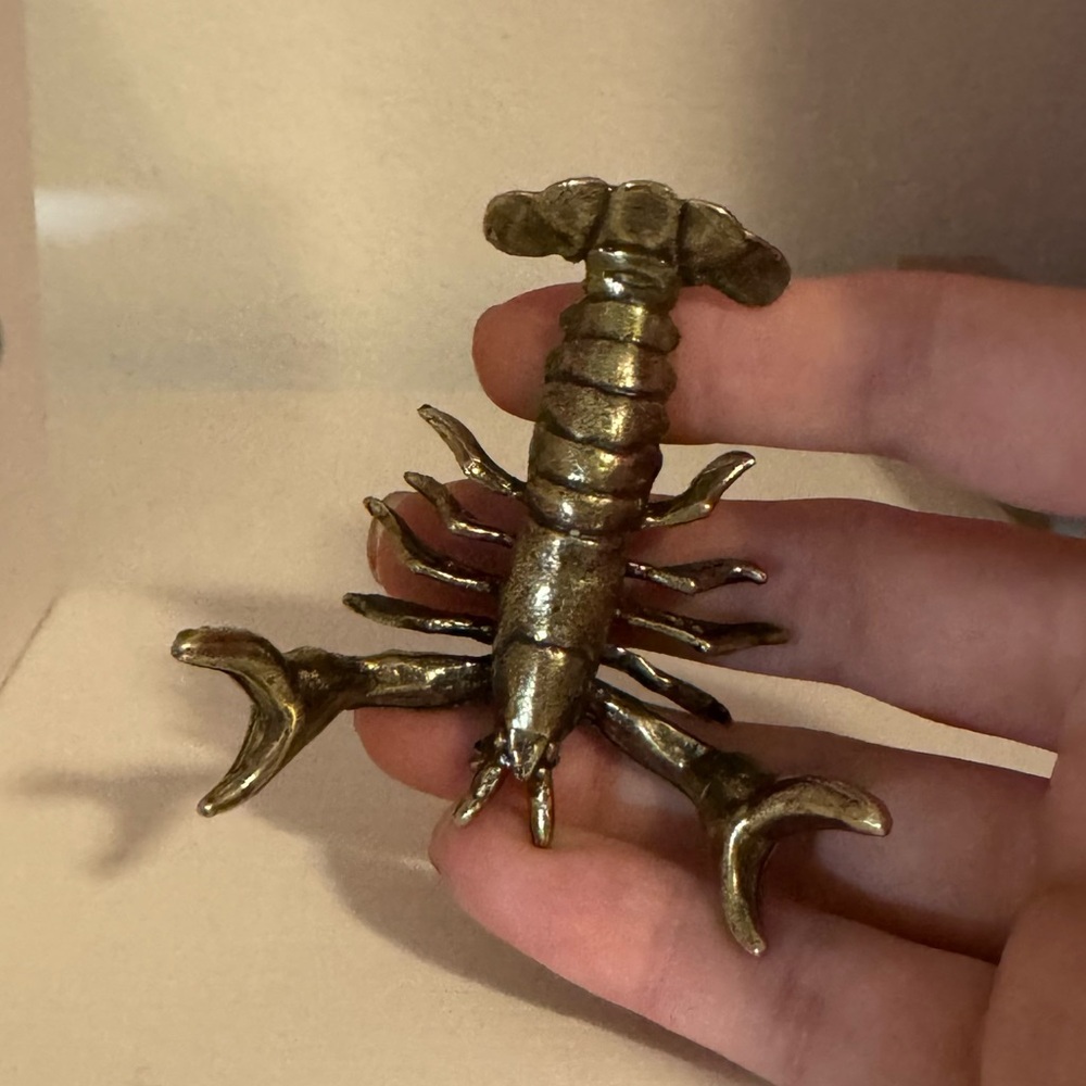 Brass Metal Decorative Crab Crawfish Pen Holder Desk Figurine - Picture 6 of 9